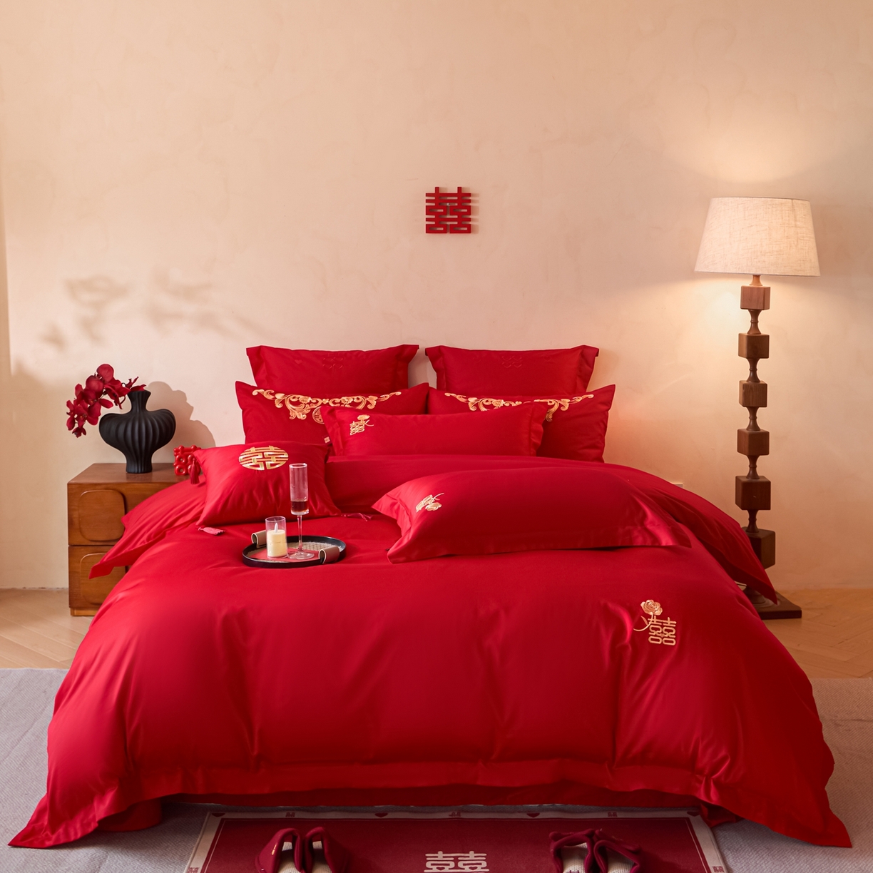 东方合美（原：皇家传奇） 2026新款长绒棉轻奢婚庆四件套 优雅玫瑰