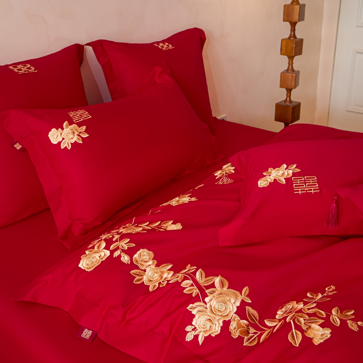 91家纺网 家纺一手货源 找家纺 东方合美（原：皇家传奇） 2026新款长绒棉轻奢婚庆四件套 花开并蒂