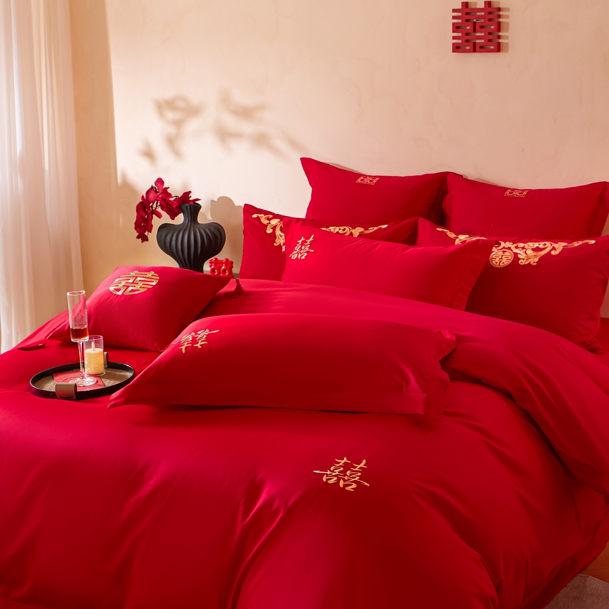 91家纺网 家纺一手货源 找家纺 东方合美（原：皇家传奇） 2026新款长绒棉轻奢婚庆四件套 添妆喜事