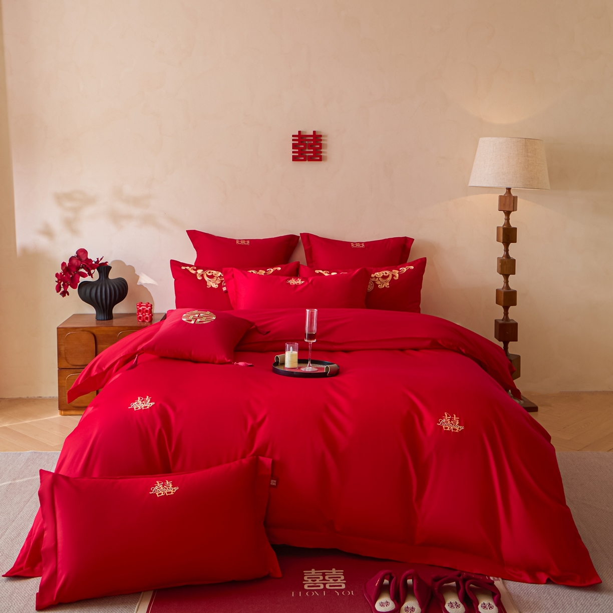 91家纺网 家纺一手货源 找家纺 东方合美（原：皇家传奇） 2026新款长绒棉轻奢婚庆四件套 两小无猜