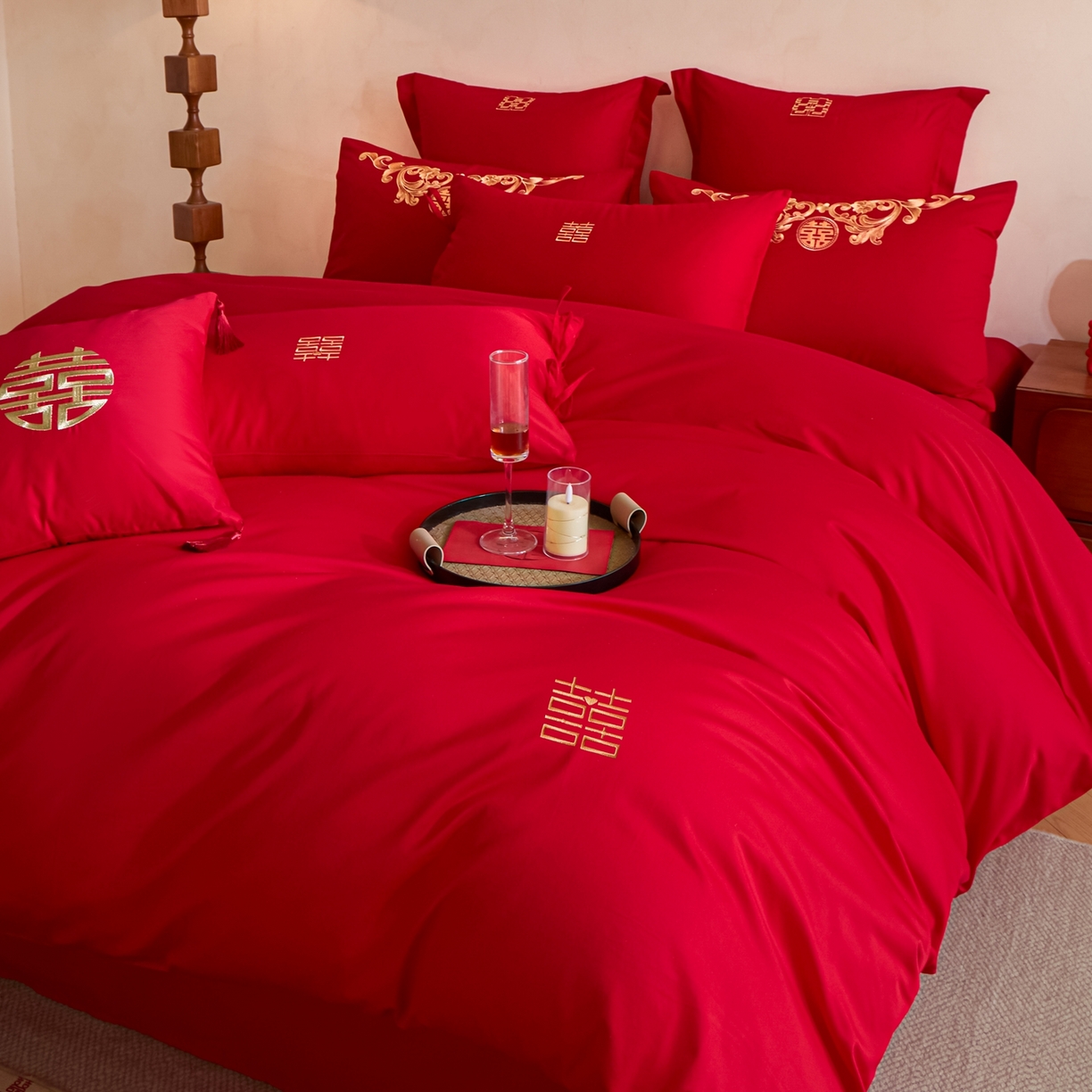 91家纺网 家纺一手货源 找家纺 东方合美（原：皇家传奇） 2026新款长绒棉轻奢婚庆四件套 喜妆