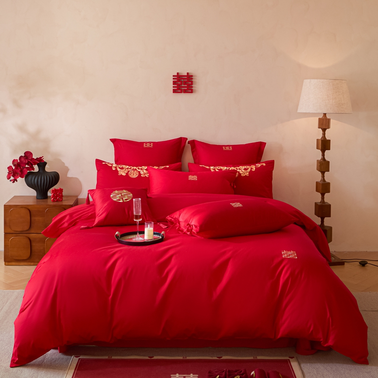 东方合美（原：皇家传奇） 2026新款长绒棉轻奢婚庆四件套 喜妆