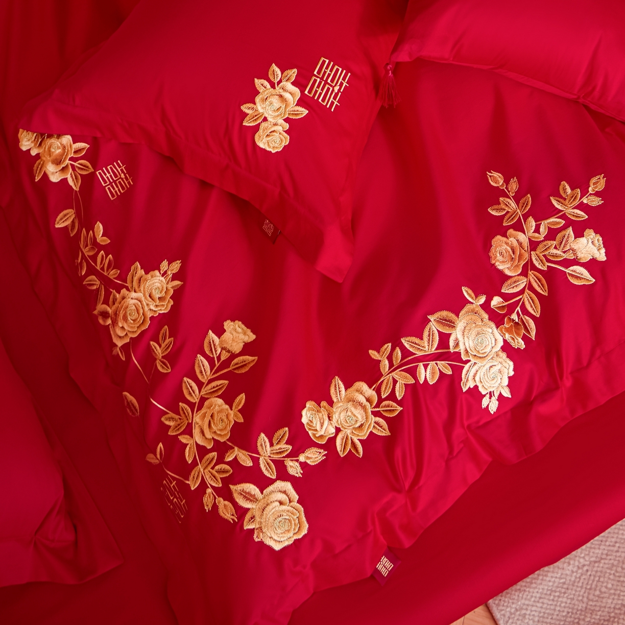 91家纺网 家纺一手货源 找家纺 东方合美（原：皇家传奇） 2026新款长绒棉轻奢婚庆四件套 花开并蒂