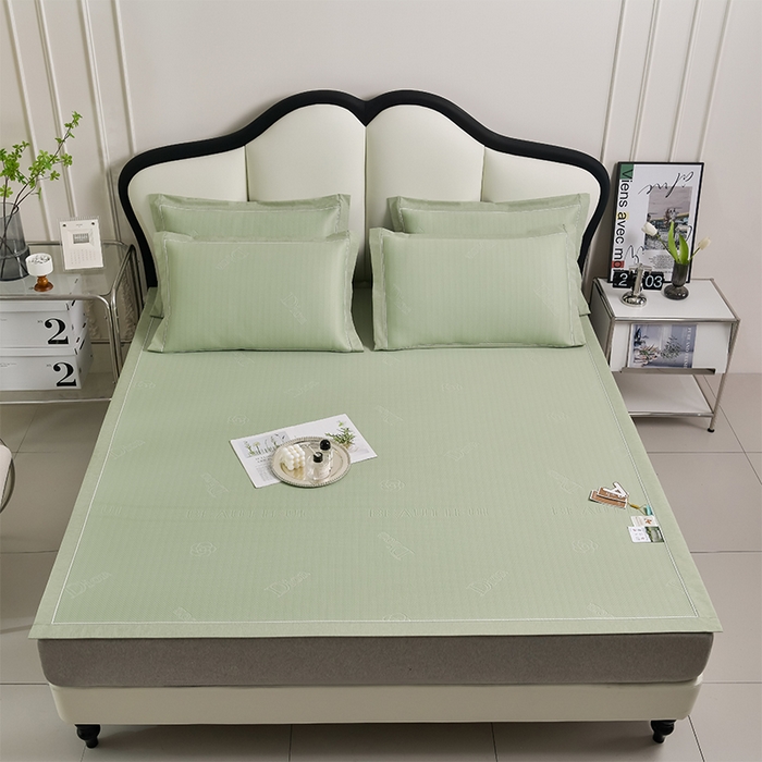 91家纺网 家纺一手货源 找家纺 小牛席业 2026新款迪恩冷感豆豆席凉席席子系列 迪恩冷感豆豆席-绿色