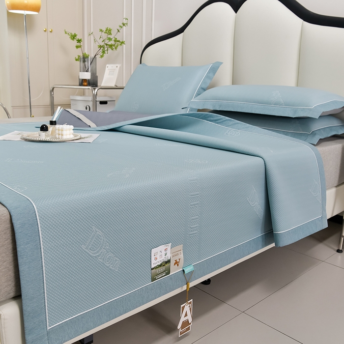 91家纺网 家纺一手货源 找家纺 小牛席业 2026新款迪恩冷感豆豆席凉席席子系列 迪恩冷感豆豆席-蓝色