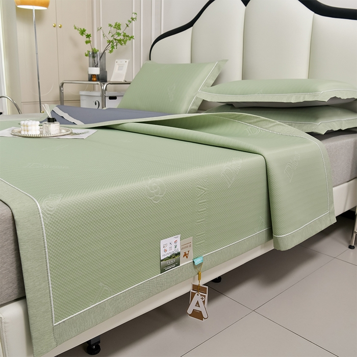 91家纺网 家纺一手货源 找家纺 小牛席业 2026新款迪恩冷感豆豆席凉席席子系列 迪恩冷感豆豆席-绿色