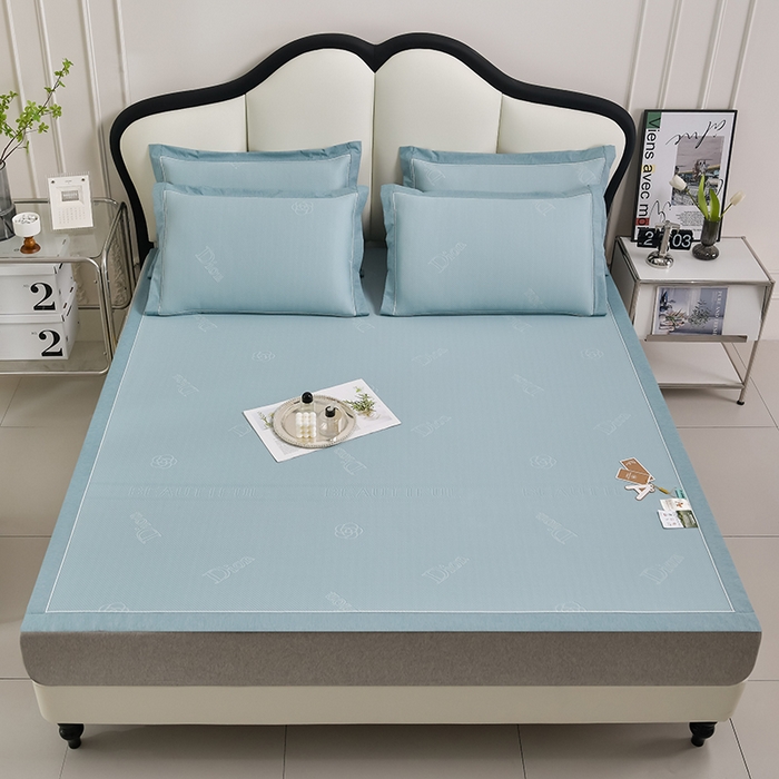 91家纺网 家纺一手货源 找家纺 小牛席业 2026新款迪恩冷感豆豆席凉席席子系列 迪恩冷感豆豆席-蓝色