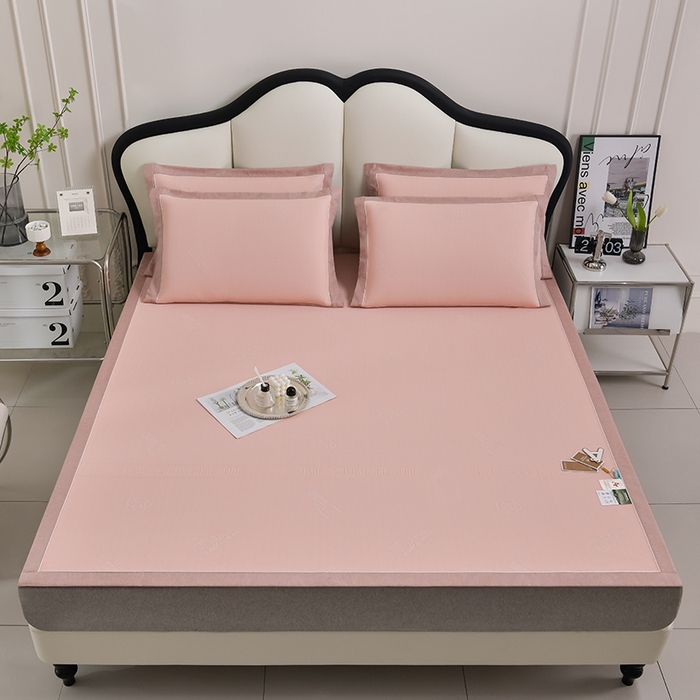 91家纺网 家纺一手货源 找家纺 小牛席业 2026新款迪恩冷感豆豆席凉席席子系列 迪恩冷感豆豆席-粉色