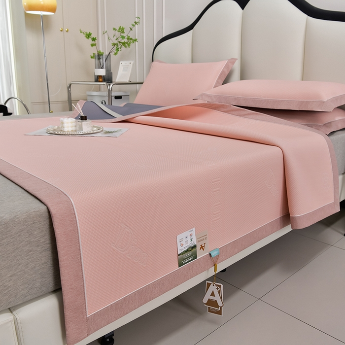 91家纺网 家纺一手货源 找家纺 小牛席业 2026新款迪恩冷感豆豆席凉席席子系列 迪恩冷感豆豆席-粉色