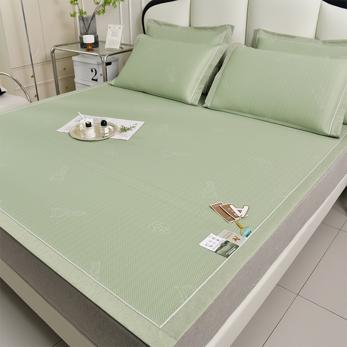 91家纺网 家纺一手货源 找家纺 小牛席业 2026新款迪恩冷感豆豆席凉席席子系列 迪恩冷感豆豆席-绿色