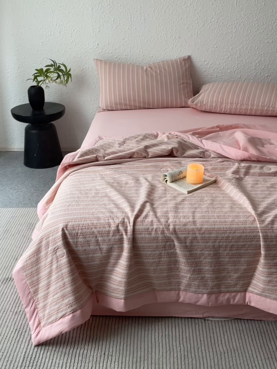 91家纺网 家纺一手货源 找家纺 （总）绒城 2026新款棉色织提花水洗棉大豆夏被夏凉被空调被-摩卡