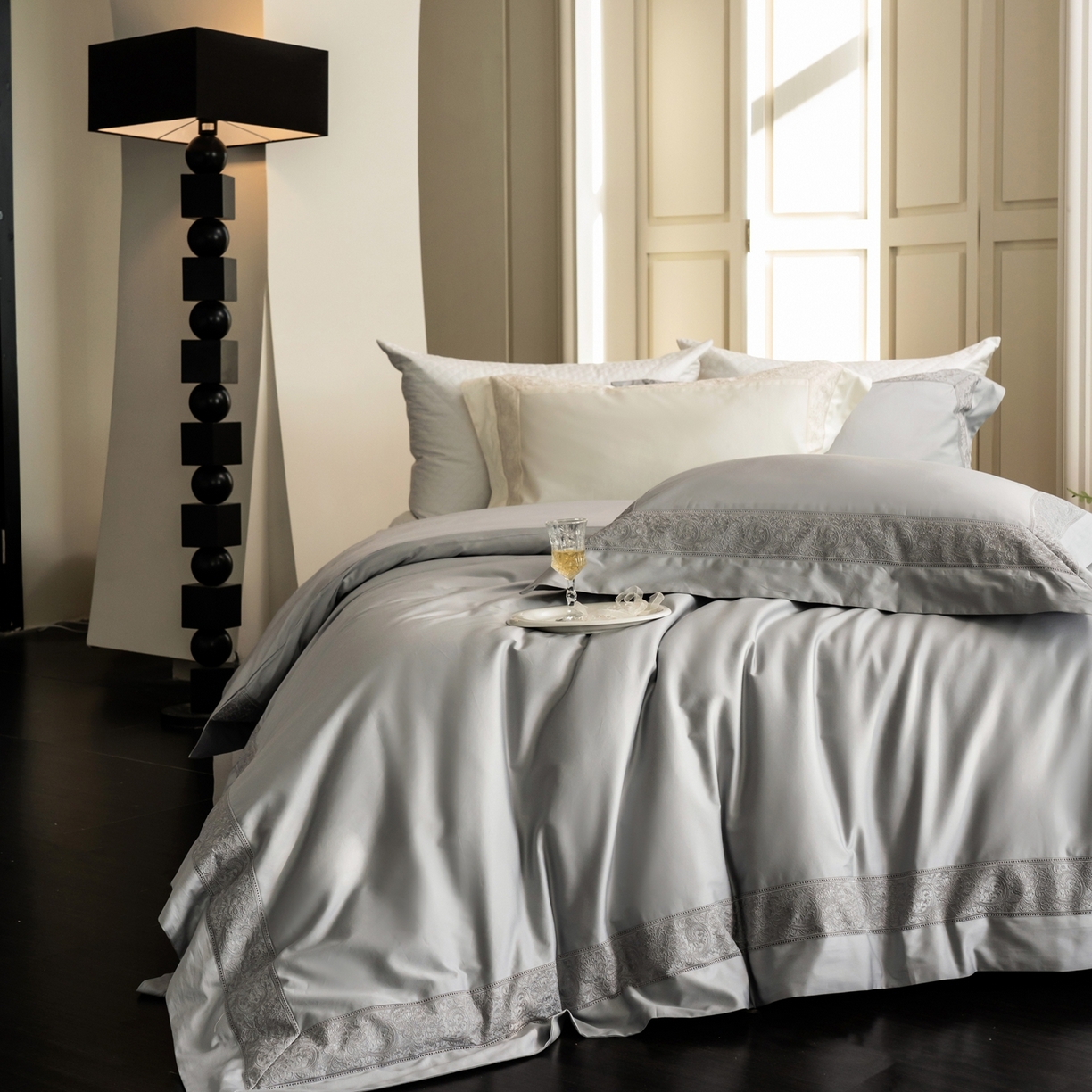 91家纺网 家纺一手货源 找家纺 （总）馨蕊家居 2026新款100S全棉纯棉高定高精密刺绣四件套-兰芙