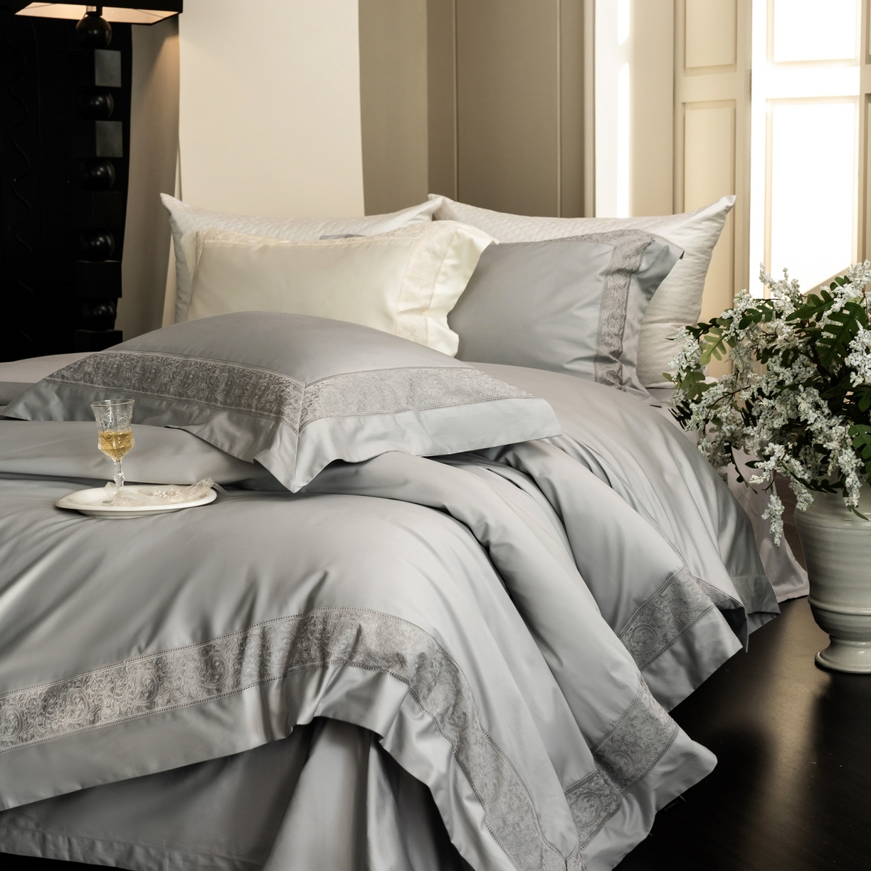 91家纺网 家纺一手货源 找家纺 （总）馨蕊家居 2026新款100S全棉纯棉高定高精密刺绣四件套-兰芙