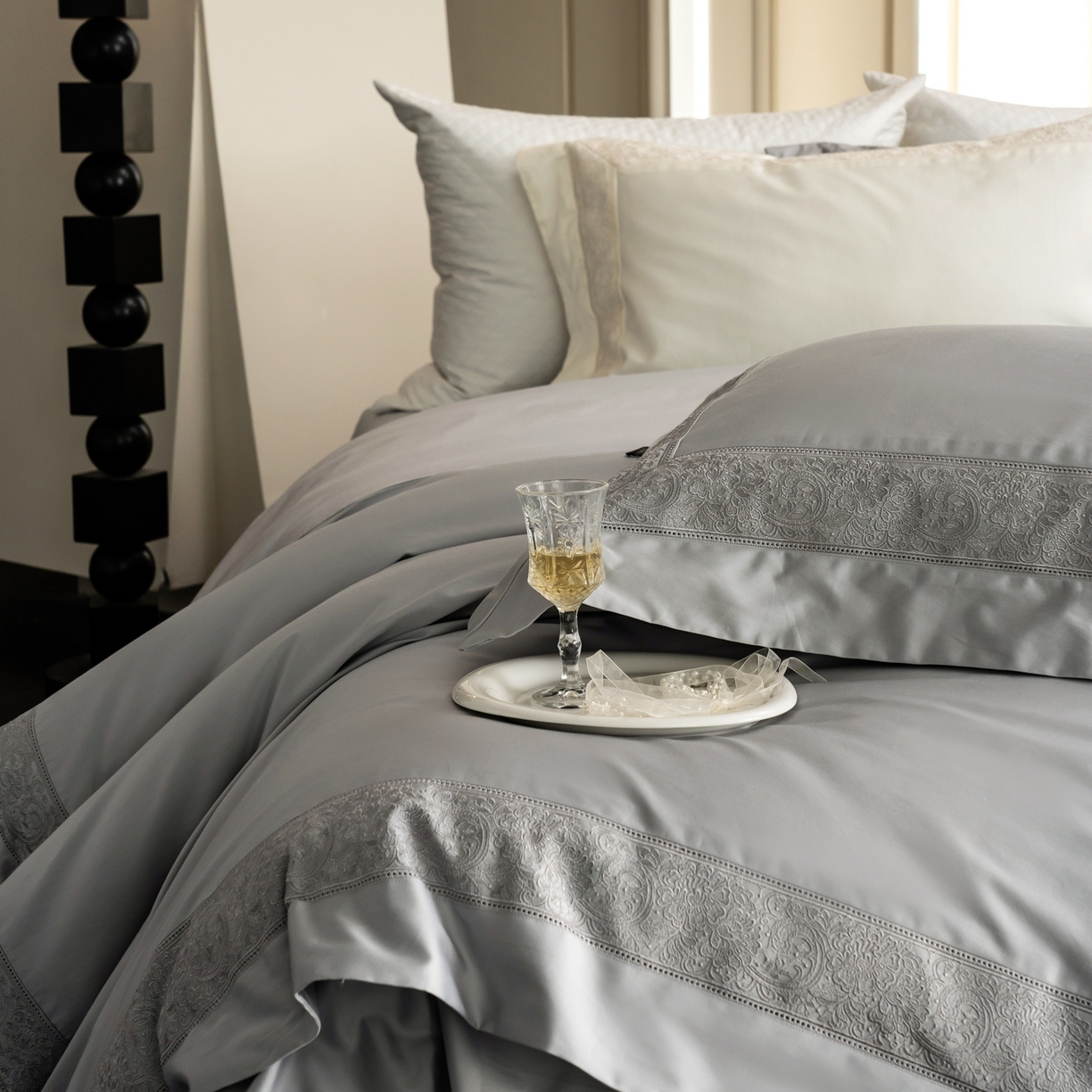 91家纺网 家纺一手货源 找家纺 （总）馨蕊家居 2026新款100S全棉纯棉高定高精密刺绣四件套-兰芙