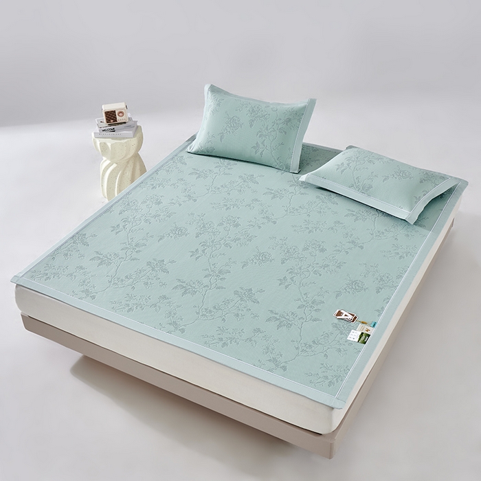 91家纺网 家纺一手货源 找家纺 小牛席业 2026新款牡丹花蔓冷感豆豆席凉席席子 牡丹花蔓-抹茶