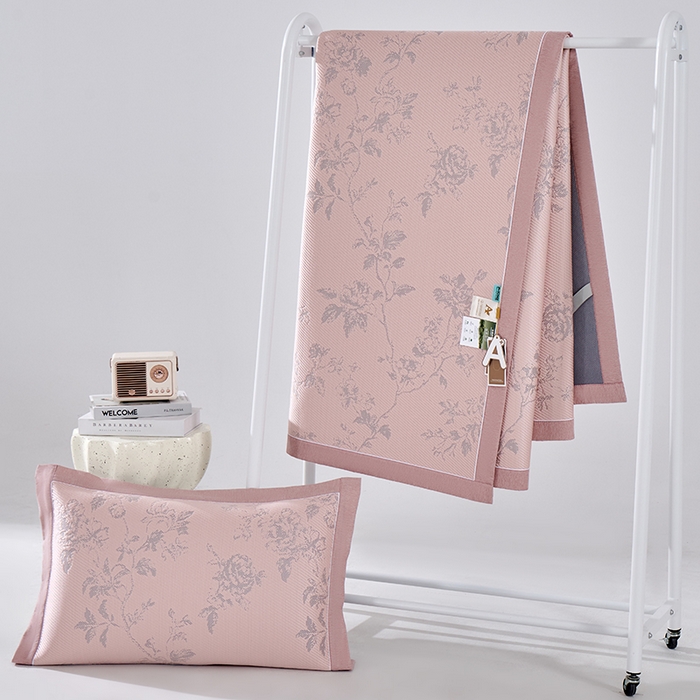 91家纺网 家纺一手货源 找家纺 小牛席业 2026新款牡丹花蔓冷感豆豆席凉席席子 牡丹花蔓-粉色