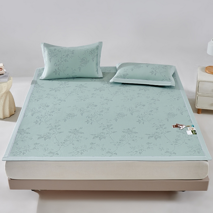 91家纺网 家纺一手货源 找家纺 小牛席业 2026新款牡丹花蔓冷感豆豆席凉席席子 牡丹花蔓-抹茶