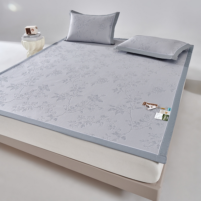 小牛席业 2026新款牡丹花蔓冷感豆豆席凉席席子 牡丹花蔓-灰色