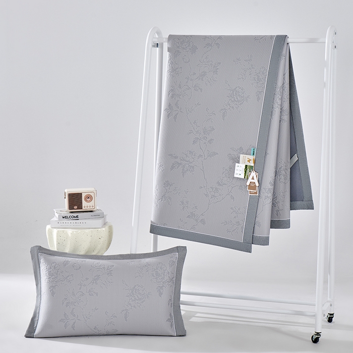 91家纺网 家纺一手货源 找家纺 小牛席业 2026新款牡丹花蔓冷感豆豆席凉席席子 牡丹花蔓-灰色