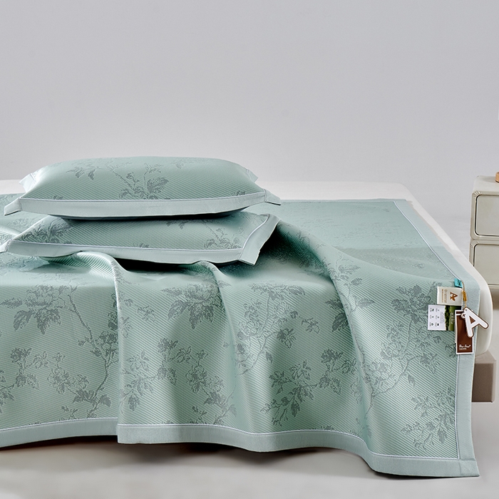 91家纺网 家纺一手货源 找家纺 小牛席业 2026新款牡丹花蔓冷感豆豆席凉席席子 牡丹花蔓-抹茶