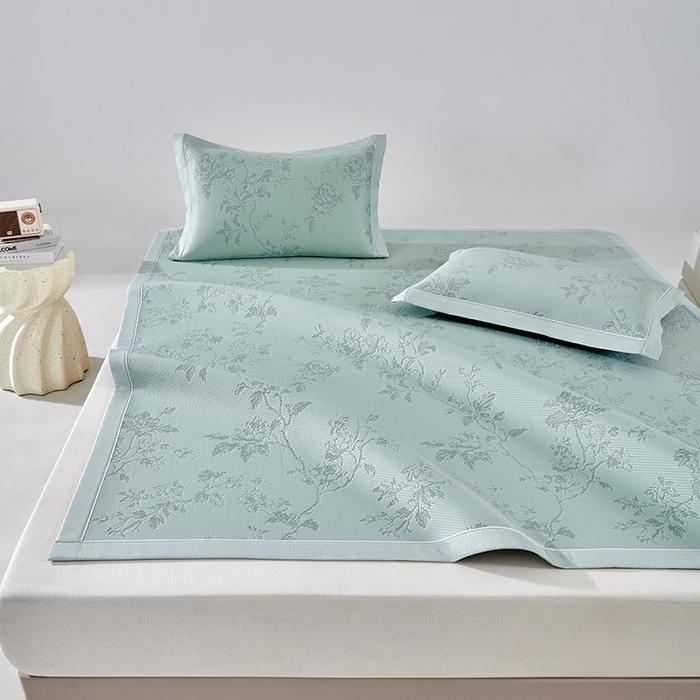 91家纺网 家纺一手货源 找家纺 小牛席业 2026新款牡丹花蔓冷感豆豆席凉席席子 牡丹花蔓-抹茶