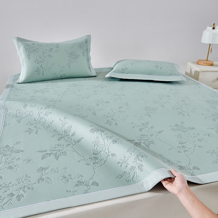 91家纺网 家纺一手货源 找家纺 小牛席业 2026新款牡丹花蔓冷感豆豆席凉席席子 牡丹花蔓-抹茶