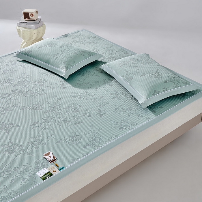 91家纺网 家纺一手货源 找家纺 小牛席业 2026新款牡丹花蔓冷感豆豆席凉席席子 牡丹花蔓-抹茶