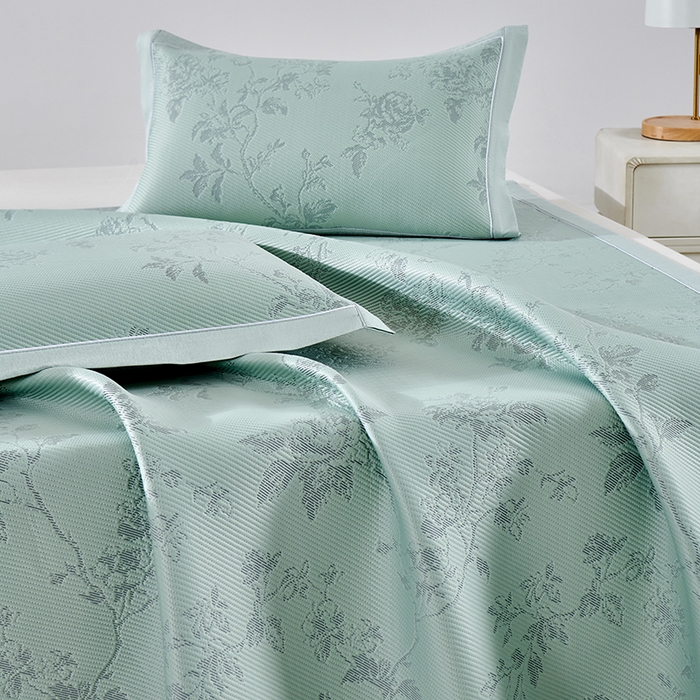 91家纺网 家纺一手货源 找家纺 小牛席业 2026新款牡丹花蔓冷感豆豆席凉席席子 牡丹花蔓-抹茶