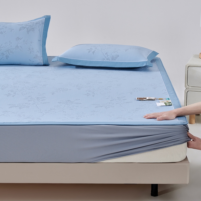 91家纺网 家纺一手货源 找家纺 （总）小牛席业 2026新款牡丹花蔓冷感豆豆席凉席席子-（床笠款）凉席藤席冰藤席冰丝席竹席乳胶席