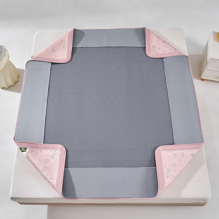 91家纺网 家纺一手货源 找家纺 小牛席业 2026新款牡丹花蔓冷感豆豆席凉席席子-床笠款 牡丹花蔓-粉色