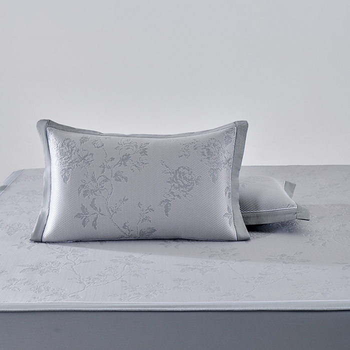 91家纺网 家纺一手货源 找家纺 小牛席业 2026新款牡丹花蔓冷感豆豆席凉席席子-床笠款 牡丹花蔓-灰色