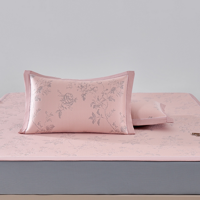 91家纺网 家纺一手货源 找家纺 小牛席业 2026新款牡丹花蔓冷感豆豆席凉席席子-床笠款 牡丹花蔓-粉色