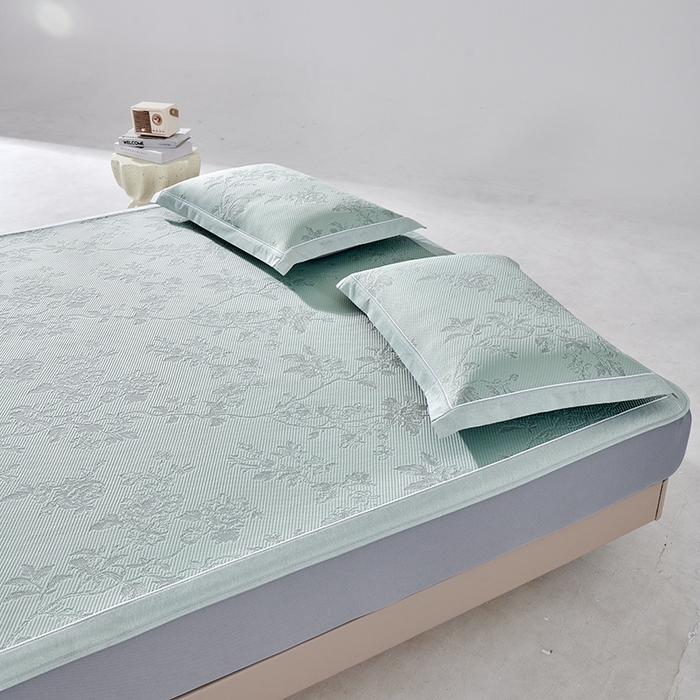 91家纺网 家纺一手货源 找家纺 小牛席业 2026新款牡丹花蔓冷感豆豆席凉席席子-床笠款 牡丹花蔓-抹茶