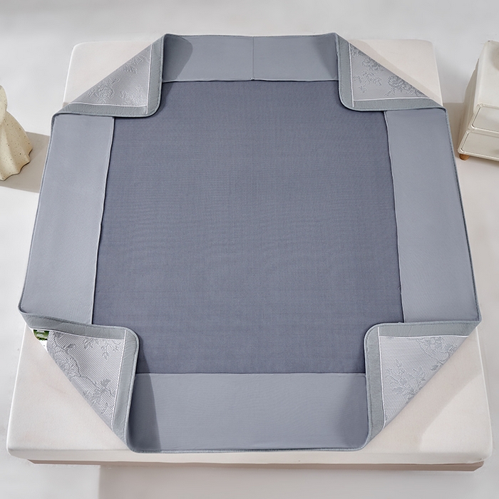 91家纺网 家纺一手货源 找家纺 小牛席业 2026新款牡丹花蔓冷感豆豆席凉席席子-床笠款 牡丹花蔓-灰色