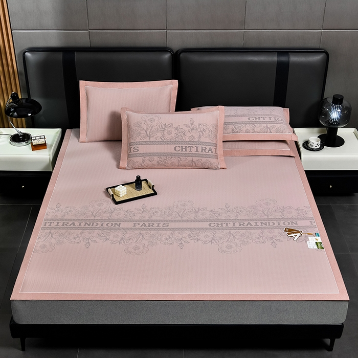 91家纺网 家纺一手货源 找家纺 小牛席业 2026新款蔷薇冷感豆豆席系列凉席席子 蔷薇-粉色