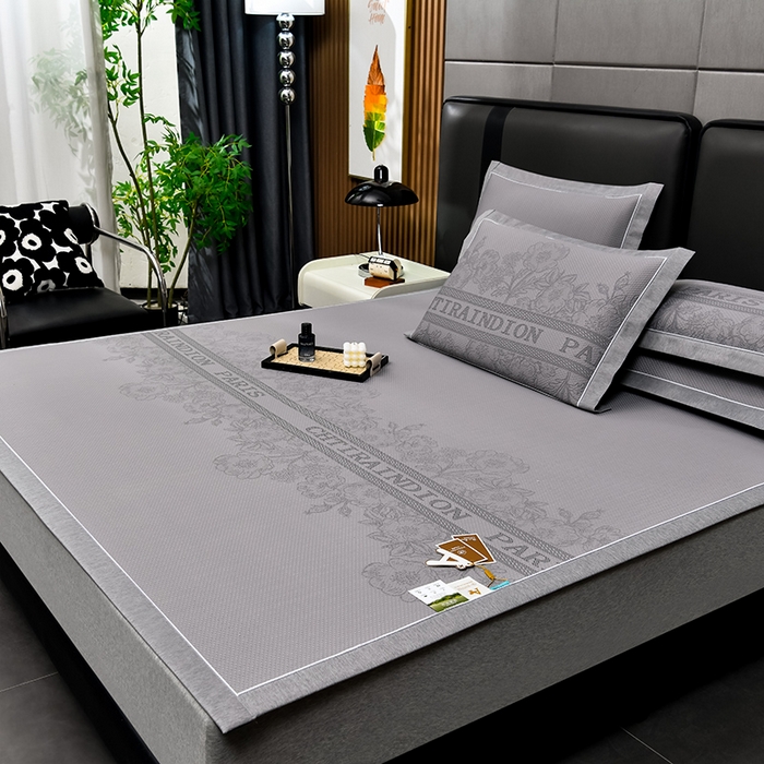 91家纺网 家纺一手货源 找家纺 小牛席业 2026新款蔷薇冷感豆豆席系列凉席席子 蔷薇-灰色