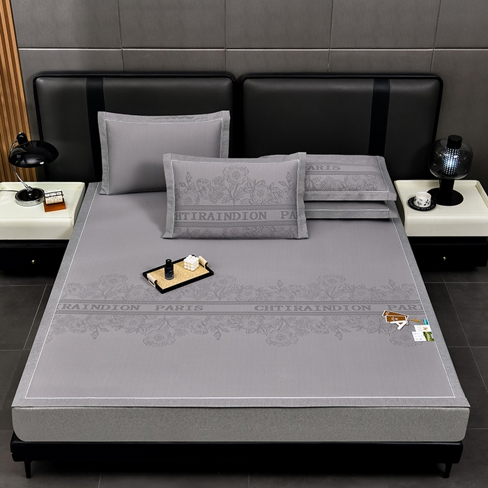 91家纺网 家纺一手货源 找家纺 小牛席业 2026新款蔷薇冷感豆豆席系列凉席席子 蔷薇-灰色