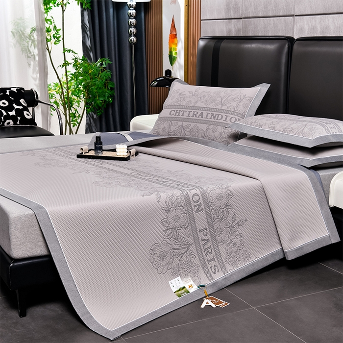 91家纺网 家纺一手货源 找家纺 小牛席业 2026新款蔷薇冷感豆豆席系列凉席席子 蔷薇-米色