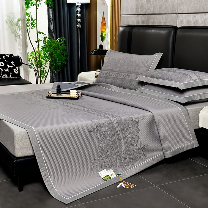 91家纺网 家纺一手货源 找家纺 小牛席业 2026新款蔷薇冷感豆豆席系列凉席席子 蔷薇-灰色