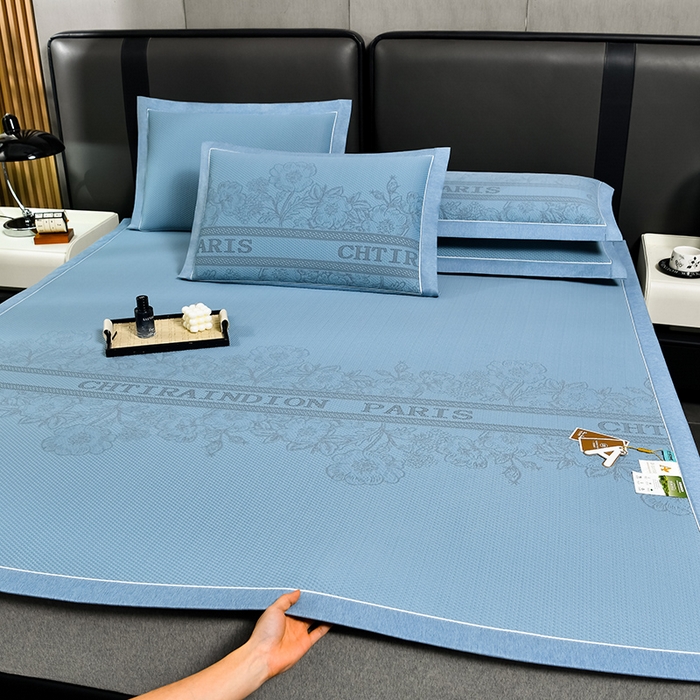 小牛席业 2026新款蔷薇冷感豆豆席系列凉席席子 蔷薇-蓝色