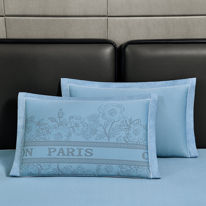 91家纺网 家纺一手货源 找家纺 小牛席业 2026新款蔷薇冷感豆豆席系列凉席席子 蔷薇-蓝色