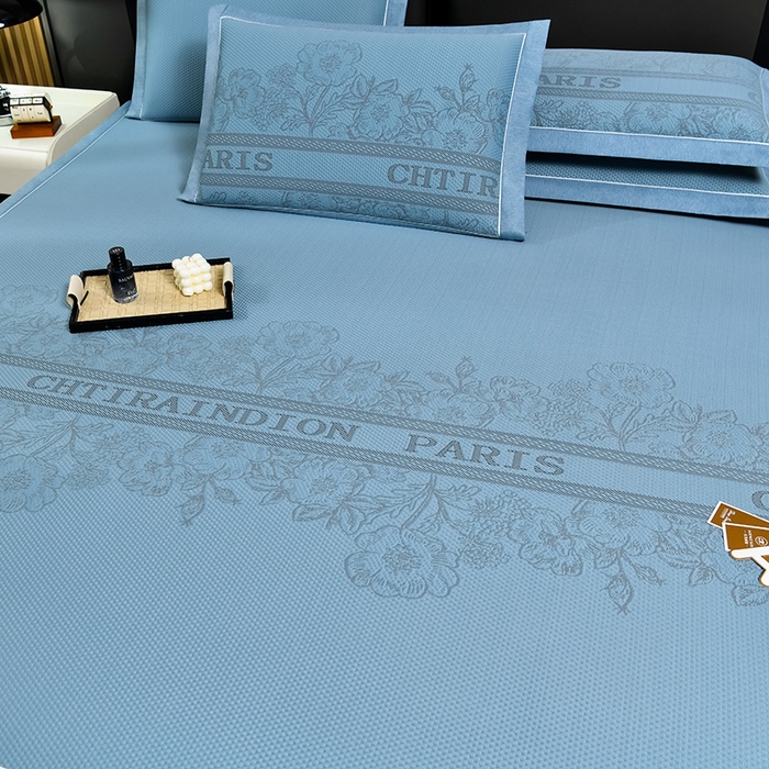 91家纺网 家纺一手货源 找家纺 小牛席业 2026新款蔷薇冷感豆豆席系列凉席席子 蔷薇-蓝色