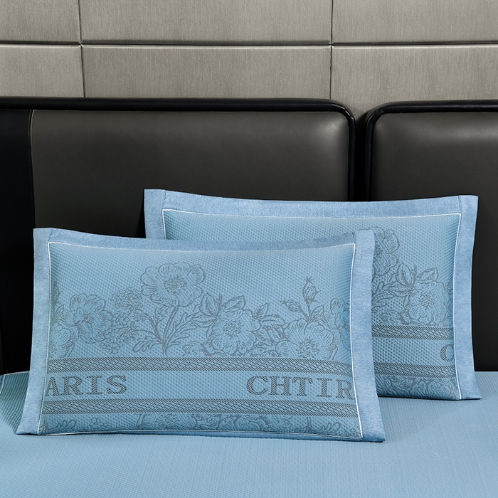 91家纺网 家纺一手货源 找家纺 小牛席业 2026新款蔷薇冷感豆豆席系列凉席席子 蔷薇-蓝色