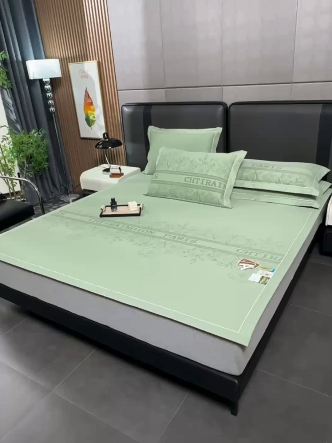 91家纺网 家纺一手货源 找家纺 小牛席业 2026新款蔷薇冷感豆豆席系列凉席席子 蔷薇-绿色