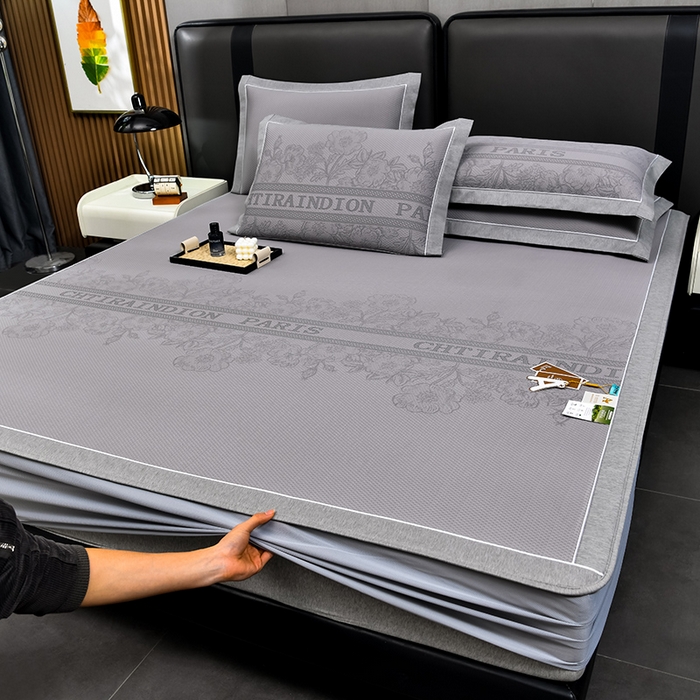 91家纺网 家纺一手货源 找家纺 （总）小牛席业 2026新款蔷薇冷感豆豆席系列凉席席子-床笠款凉席藤席冰藤席冰丝席竹席乳胶席