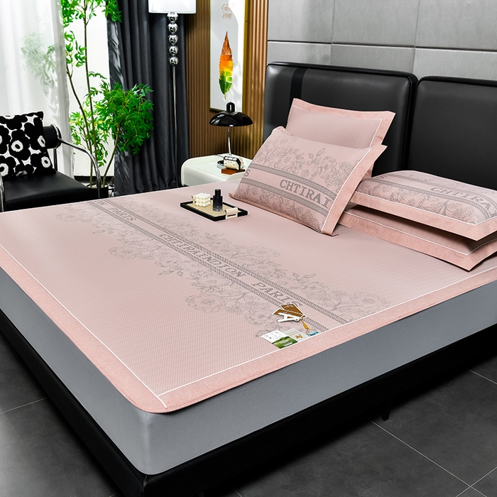 91家纺网 家纺一手货源 找家纺 小牛席业 2026新款蔷薇冷感豆豆席系列凉席席子-床笠款 蔷薇-粉色