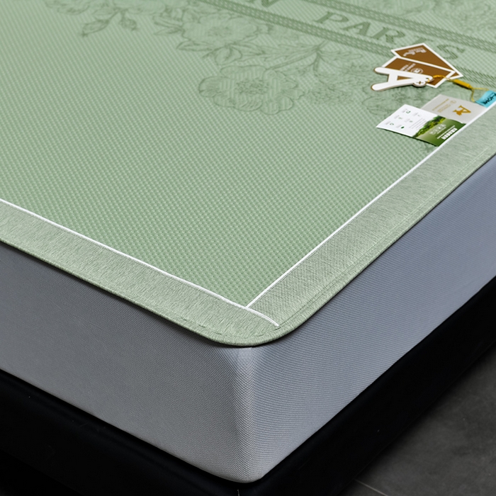 91家纺网 家纺一手货源 找家纺 小牛席业 2026新款蔷薇冷感豆豆席系列凉席席子-床笠款 蔷薇-绿色