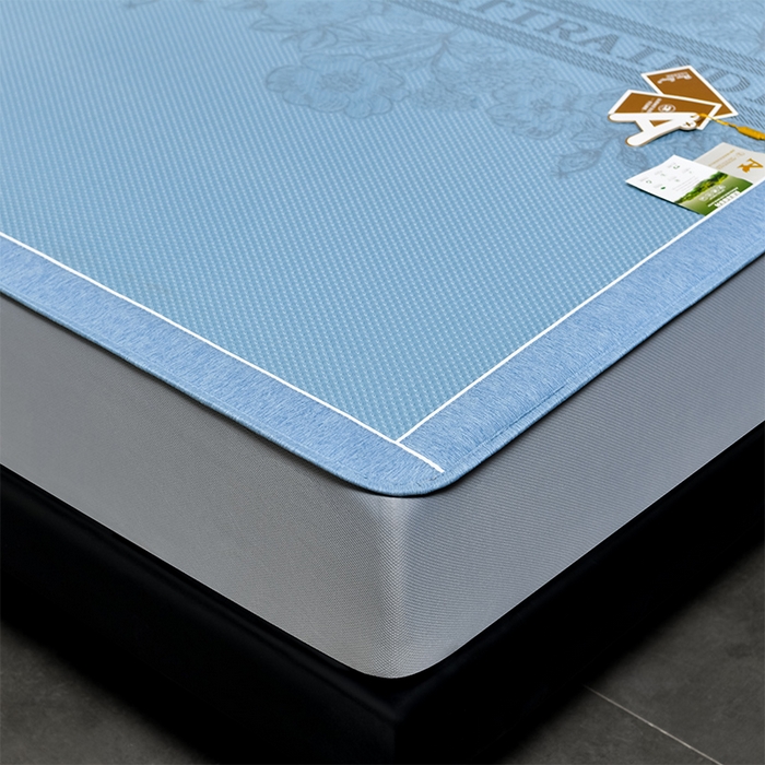 91家纺网 家纺一手货源 找家纺 小牛席业 2026新款蔷薇冷感豆豆席系列凉席席子-床笠款 蔷薇-蓝色