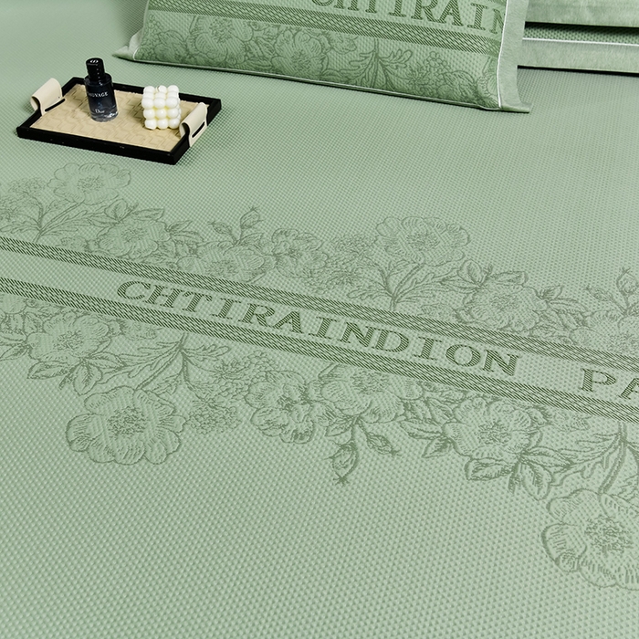 91家纺网 家纺一手货源 找家纺 小牛席业 2026新款蔷薇冷感豆豆席系列凉席席子-床笠款 蔷薇-绿色