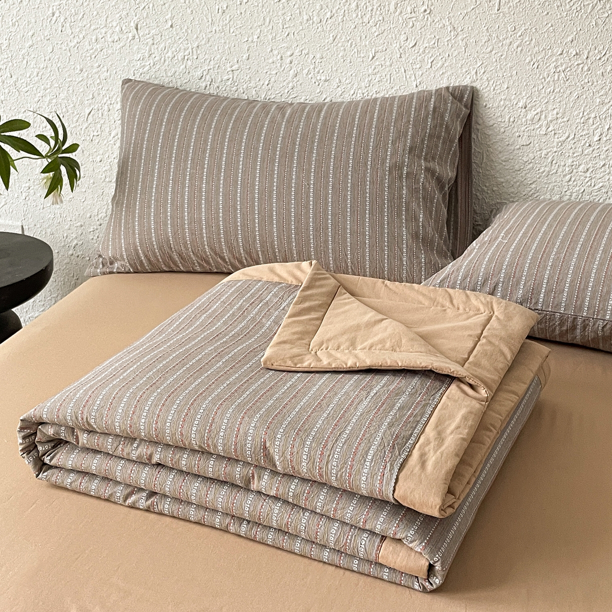 91家纺网 家纺一手货源 找家纺 绒城 2026新款棉色织提花水洗棉大豆夏被夏凉被空调被-摩卡 摩卡咖